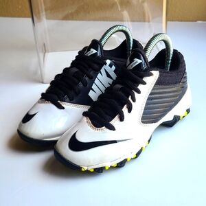 Nike Land Shark  Low Football Cleats  Black White -kids /Youth Size 1Y